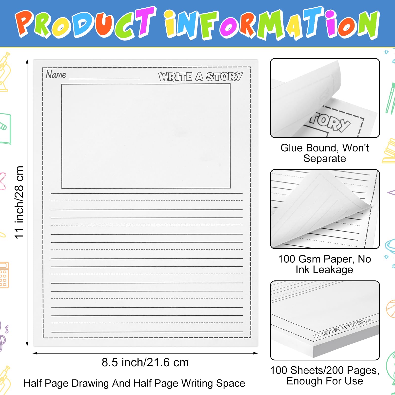 Amazon.com: 100 Sheets Kindergarten Draw and Write Paper for ABC Kids Storybook Paper Bulk 8. 5 x 11 Inches Primary Notebook with Picture Space and Lines Handwriting Papers for Creating Writing : Office Products amazon-com-100-sheets-kindergarten-draw-and-write-paper-for-abc-kids-storybook-paper-bulk-8-5-x-11-inches-primary-notebook-with-picture-space-and-lines-handwriting-papers-for-creating-writing-office-products