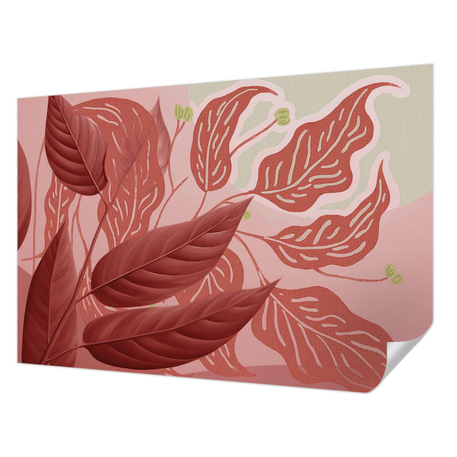 Papier Peint Adhésif Haute Qualité Tulup Décoration Intérieure Moderne Feuilles Biologiques 152x104