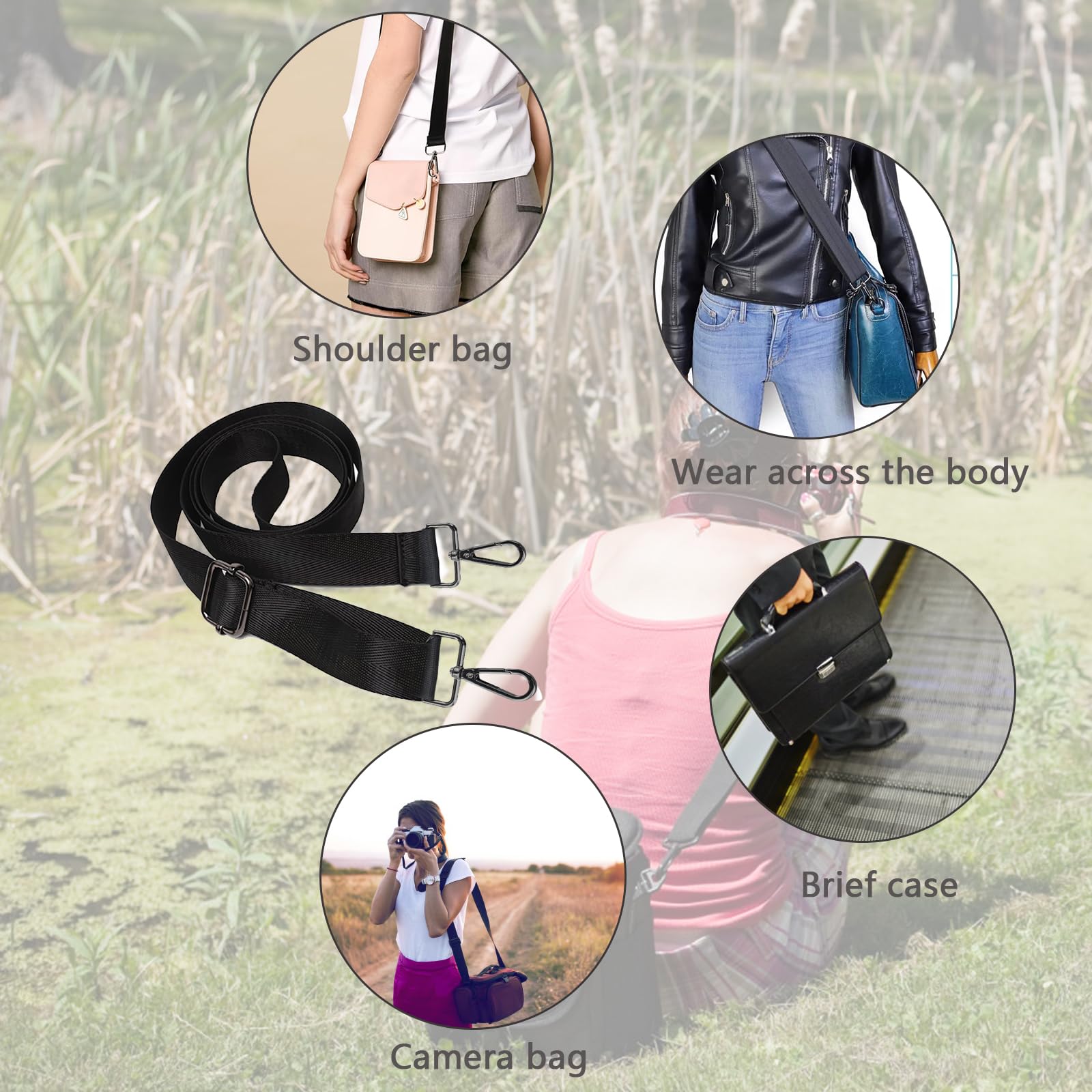 Cinghia Di Spalla Universale Regolabile Per Borse - Larghezza 3.8 Cm, Lunghezza 80-150 Cm, Nero - Foto 4