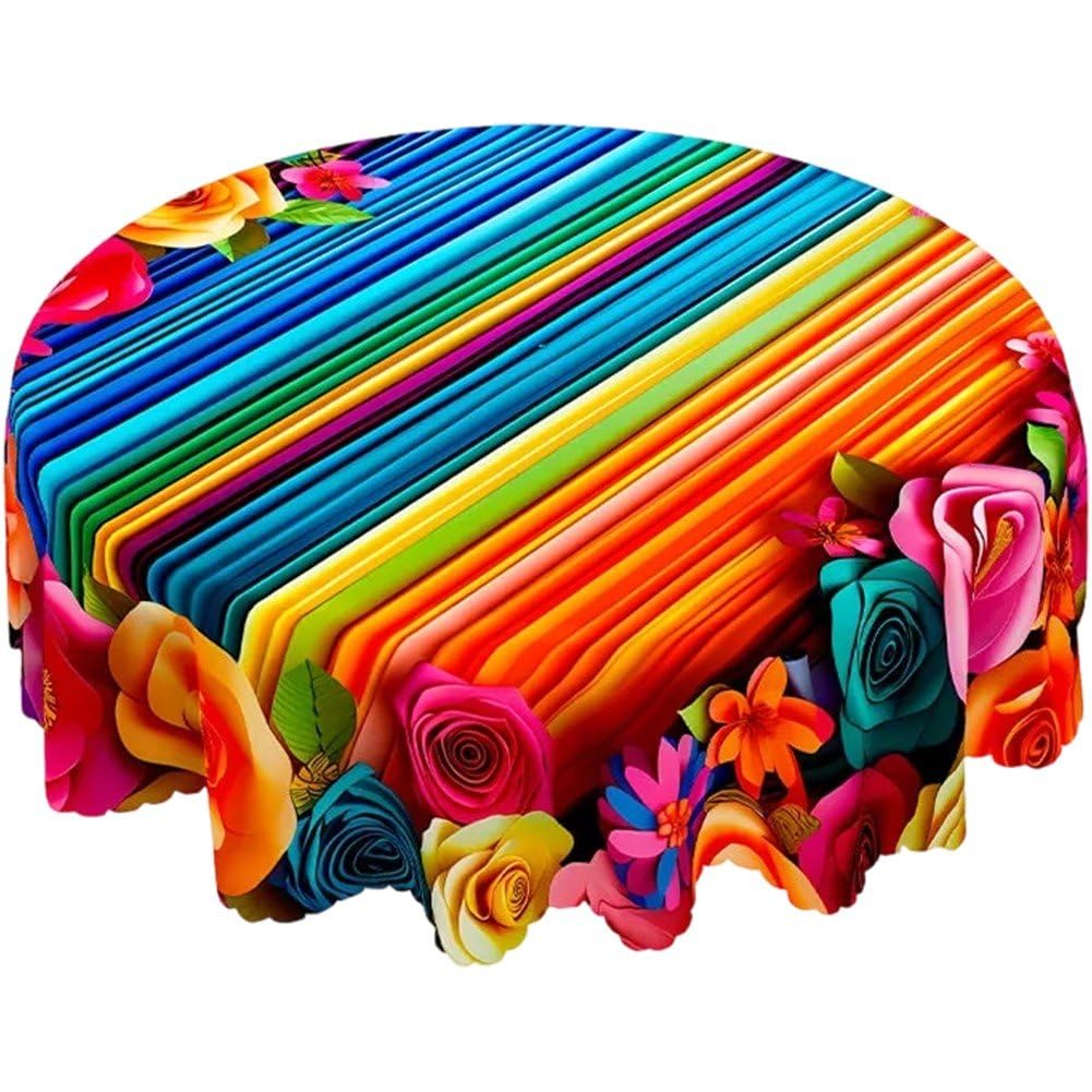 Nappe de cuisine en polyester style mexicain floral et multicolore