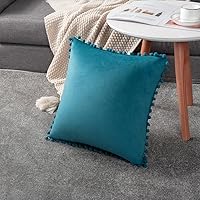 Vista 59 de 2 fundas para cojín decorativo de terciopelo con pompones