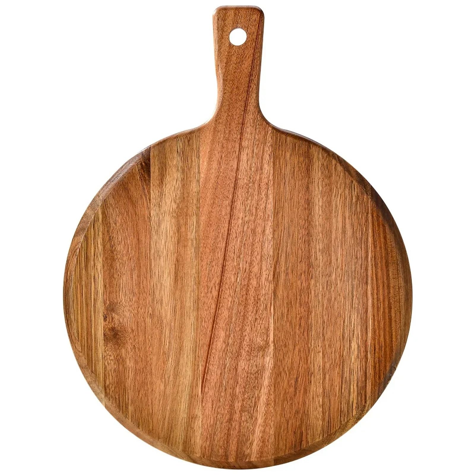 Tabla de pizza redonda de madera con asa