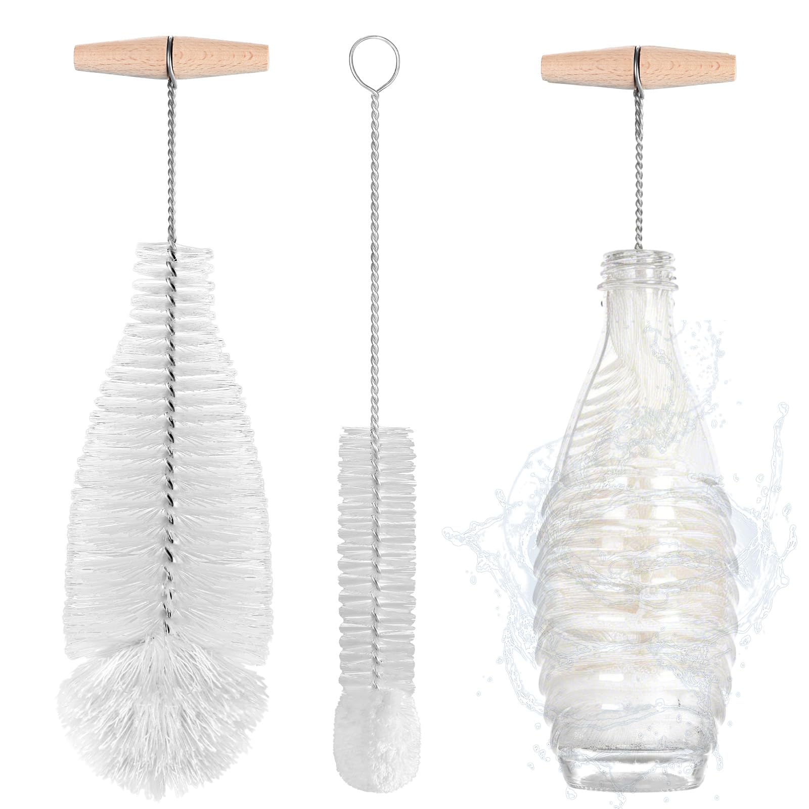 LEBEXY Flaschenbürste für SodaStream Crystal Glasflaschen | Reinigung Soda Reinigungsbürste | Flaschenreiniger Flaschen Bürste Glaskaraffe 0.6L, Sodaflaschen, Babyflaschen, Trinkflaschen, Weiß,2 Stück
