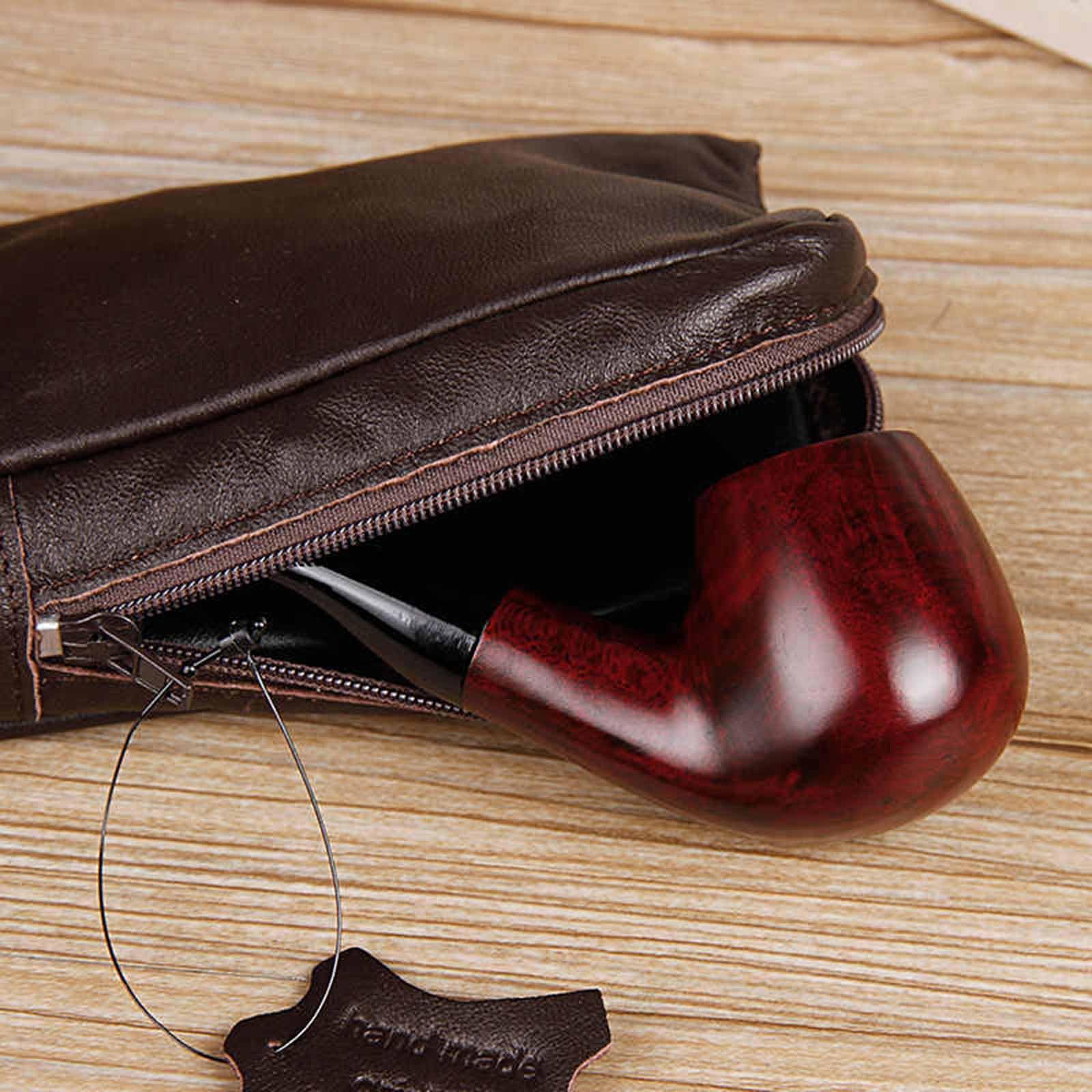 Astuccio per Tabacco, Borsa Porta Tabacco da Pipa Portatile Fatta a Mano in Pelle for Singola, Ideale for Natale, Festa del papà e Regali for Uomo