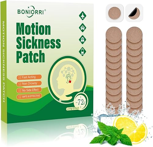 Parches para mareo por movimiento, parches de mareo para crucero, parche de mareo sin somnolencia detrás de la oreja para automóvil, mar, enfermedad