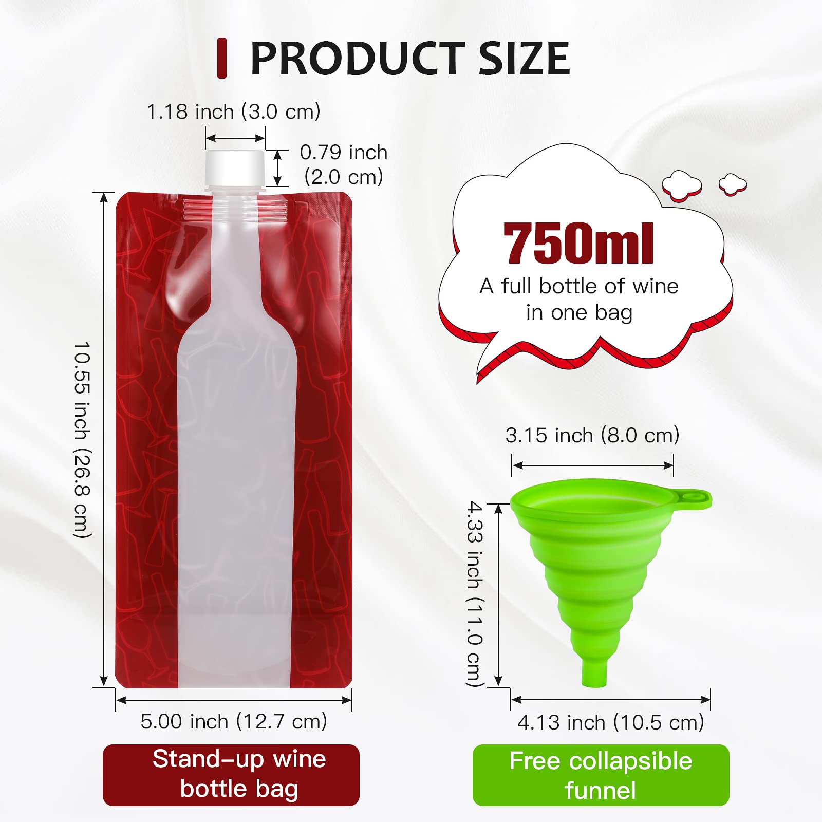 Bolsa de vino plegable, bolsa portátil para botella de vino, paquete de 12 soportes plegables a prueba de fugas para líquidos, bolsa de vino reutilizable para regalo, viajes, camping, barbacoa, 3