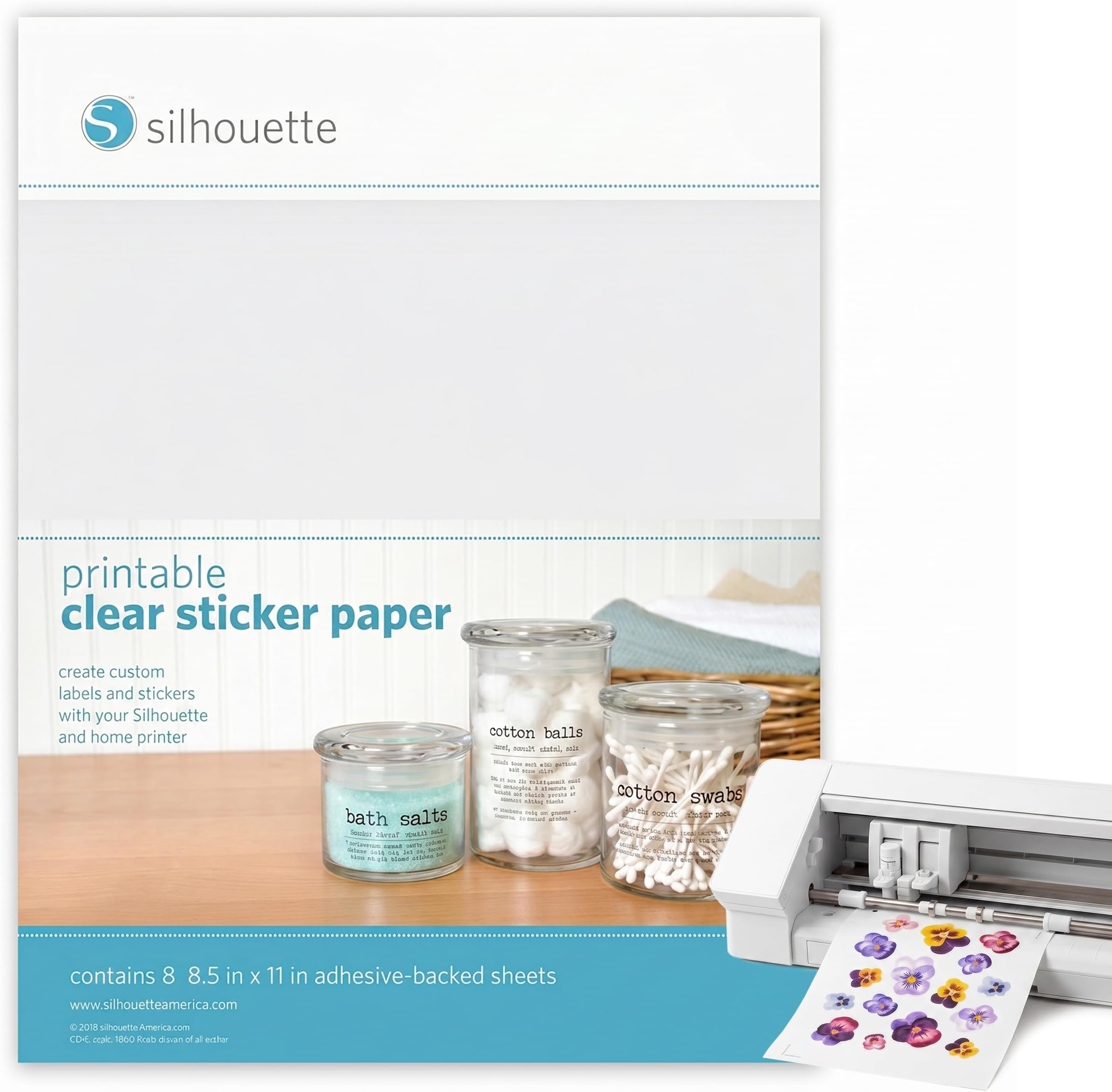 Silhouette America Silhouette Media-CLR-ADH Printable Clear Sticker Paper