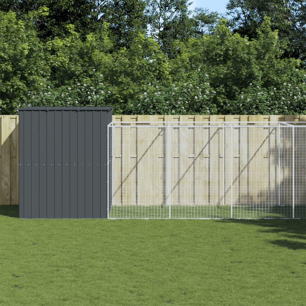 Mangloder Caseta para Perros con Caño de Acero Galvanizado Antracita 214x1273x181cm Impermeable para Jardín, Terraza y Exterior, Protección Segura para Cachorros y Perros