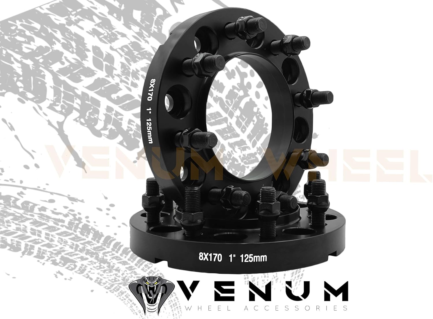 4 Pc Hub Centric Wheel Adapters Spacers | 8x170 MM | 1" Thick | M14x1.5 + 32 Pc Tall Opened End Gun Metal Lug Nuts W/Thread Locker Works with 2003-2019 Ford F-250 F-350 Super Duty