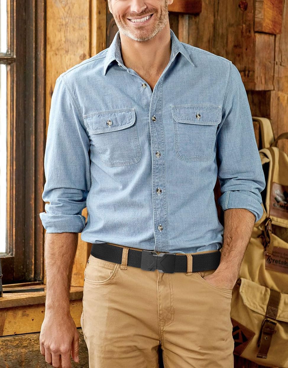 LionVII Elastic Men Belt, Stretch Belts with Quick Release Buckle Fit Through Belt Loops, Adjustable Trim to Fit 28-48" Waist - Image 6