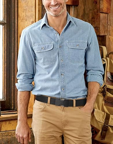 Miniatura 6 de LionVII Cinturón elástico para hombre, cinturones elásticos con hebilla de liberación rápida que se ajusta a través de las trabillas del cinturón,