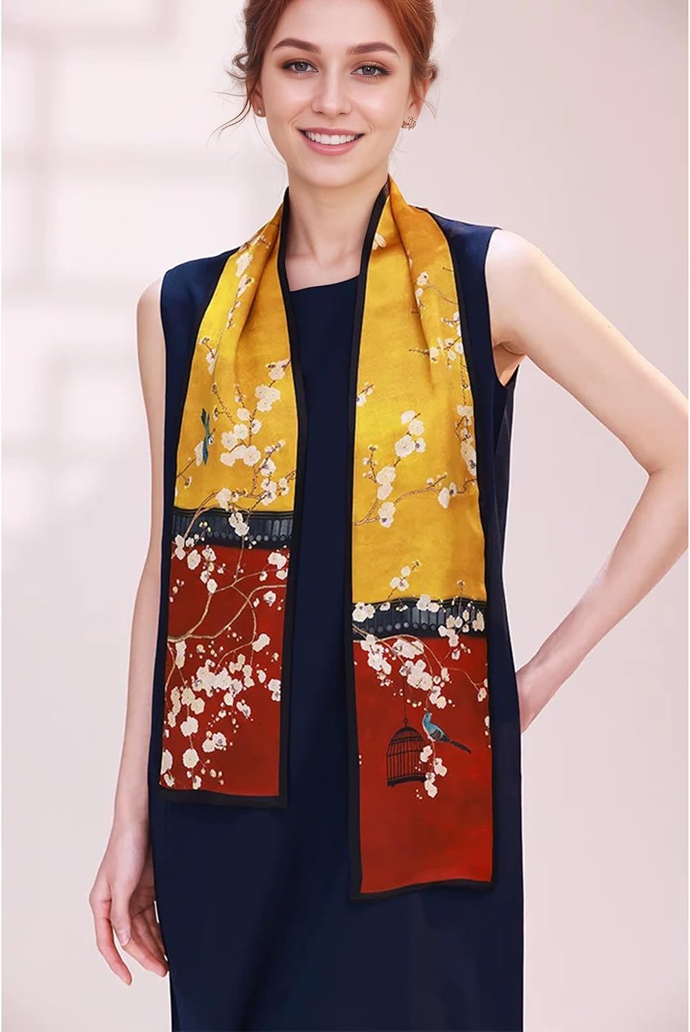 ANDANTINO 100% Silk Scarf for Women 58”*6.3” Long Shawls for Headscarf and Neck- Oblong Hair Wraps with Gift Packed - Image 6