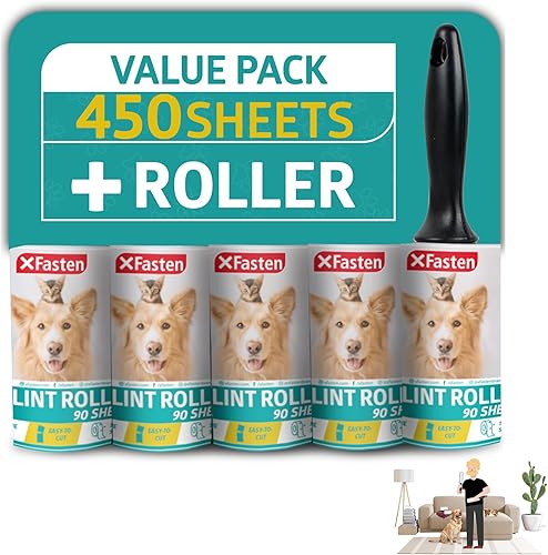Rodillo de pelusa para pelo de mascotas, 450 hojas, rodillos de pelusa para muebles para pelo de mascotas, 1 rodillo resistente para pelusa para
