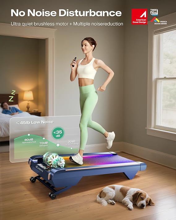 UREVO CyberPad Smart Walking Pad with 14% Incline, Under Desk Treadmill for Home Use, Extended Walking Surface, LED Remote, Speed-Responsive Lighting, Quiet Brushless Motorized, UREVO APP