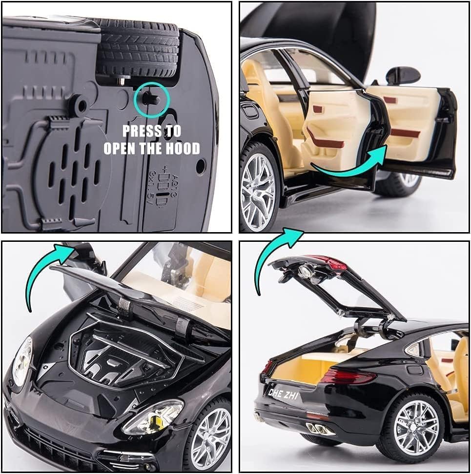 Image of SPITEN Porsche Panamera 1:32 Scale Model Car Exclusive Alloy Metal Pull Back Die-cast Car Diecast Metal Pullback Toy car with Openable Doors & Light Music Best Gifts Toys Kids【Colors as Per Stock】