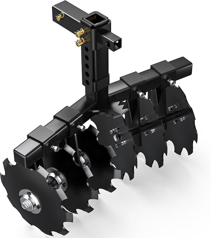 YITAMOTOR 28" Width Disc Plow Harrow with 2" Receiver Mount for ATV/UTV | 28" Disc Plow Harrow with Universal 2" Receiver Mount. Heavy Duty Pull Behind, Adjustable Height. Fits ATV/UTV.