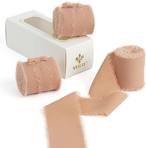 MEEDEE Cinta de gasa color durazno, flecos deshilachados de 2 pulgadas, perfecta para manualidades, envoltura de regalos, invitaciones de boda,