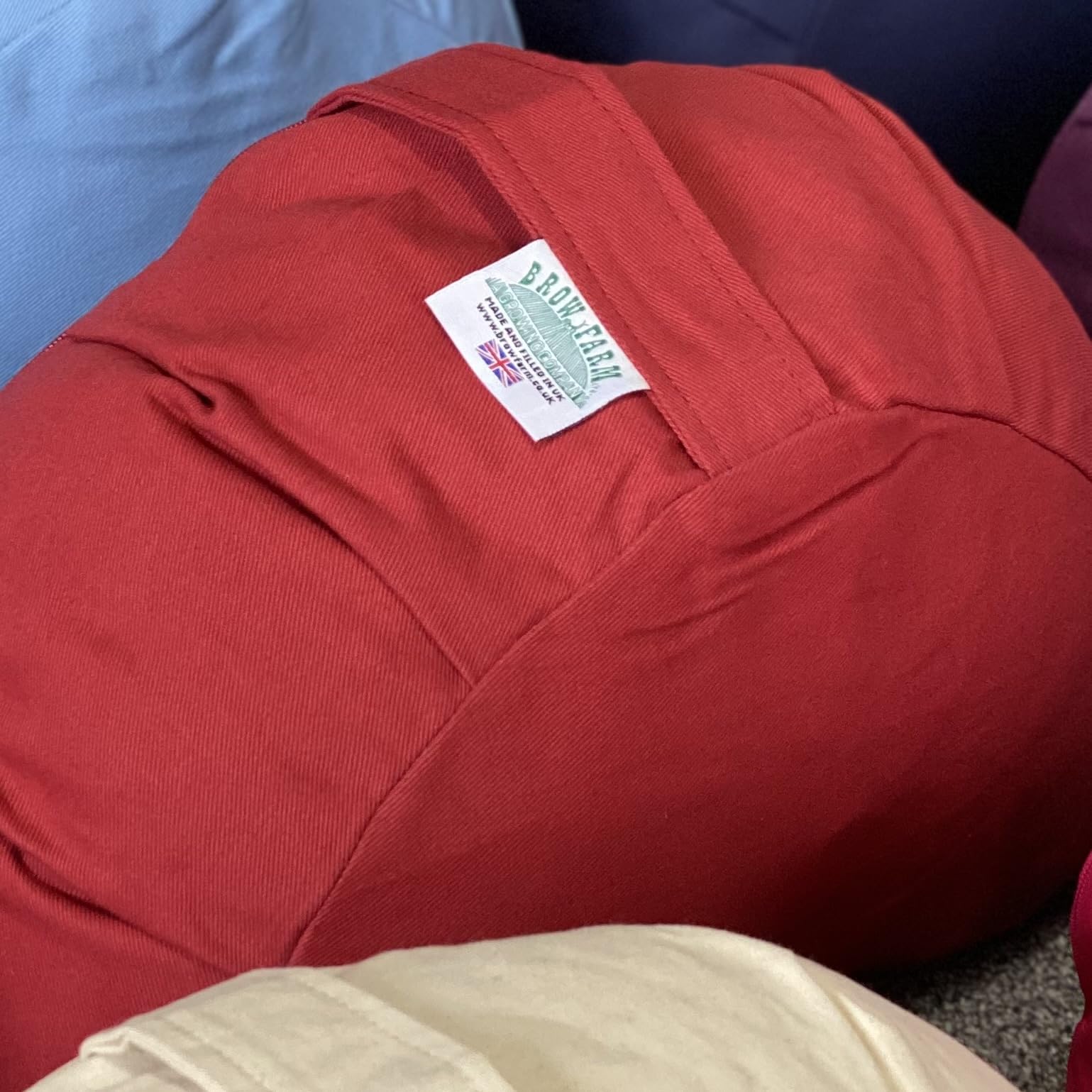 Brow Farm Crescent Zafu Meditation Cushion – Buckwheat Hull-Filled | 100% Cotton Cover with Zip | Adjustable, Washable & Supportive Yoga Cushion | Available in 11 Colours (Rose Red)