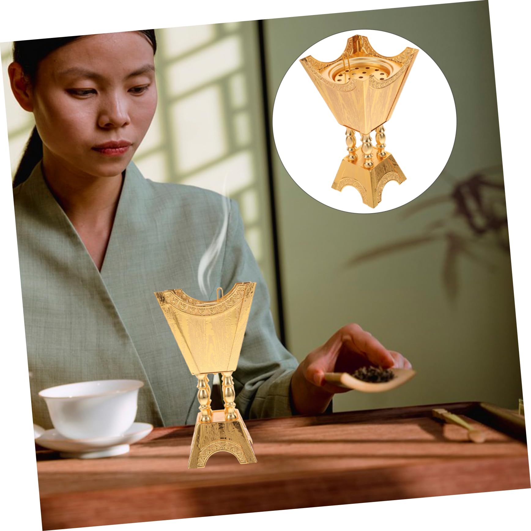 ULTECHNOVO Weihrauch Arabisch Räuchergefäß mit Elegantem Design aus Zinklegierung Aromatherapie Brenner für Meditation und Spa für Büro und Zuhause