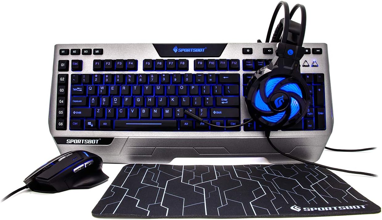 SoundBotSportsBot SS302 4-in-1 LED Gaming Kit (Metallic Grey and Black)