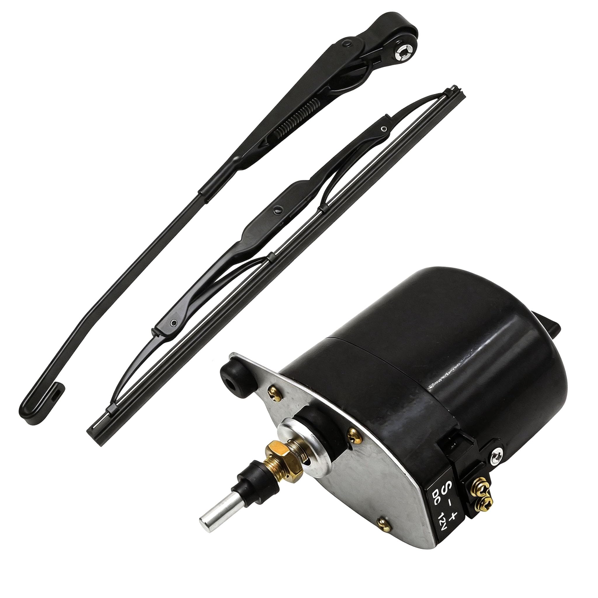 Motorino Tergicristallo, 12V Motorino Tergicristallo Universale Motore Spazzola Tergicristallo 105° con Spazzola e Braccio per Motore Tergicristallo Trattore