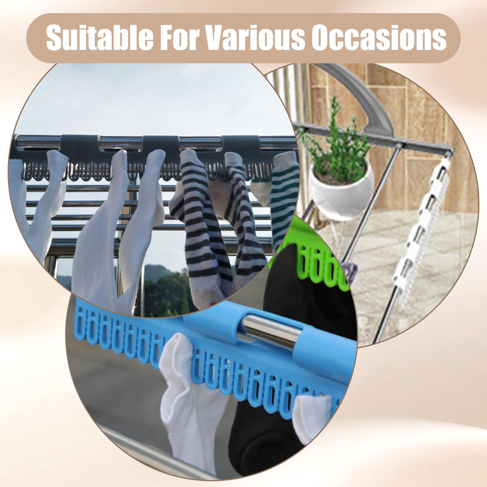 Yootiko Tendedero para calcetines, 4 unidades, resistente al viento, soporte para calcetines para tendedero, secador de calcetines, colgador de plástico para calcetines, ropa interior