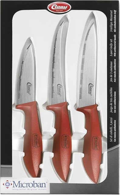 Clauss Microban Knife Kit - Red (Pack of 3)