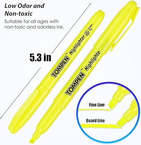 Miniatura 2 de Paquete de 48 marcadores amarillos  Juego de marcadores de punta de cincel a granel para escuela, oficina, estudio bíblico, diario, sin manchas,