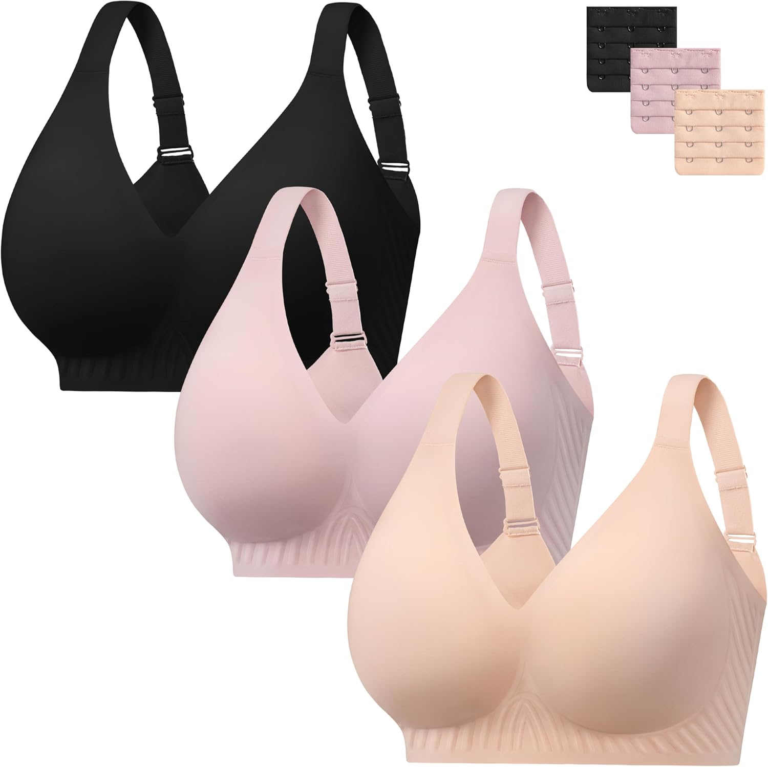 habibee Push Up Bras for Women Plus Size Wireless Full Coverage Bra for Large Breast, Seamless Everyday Bralette 32D-44D