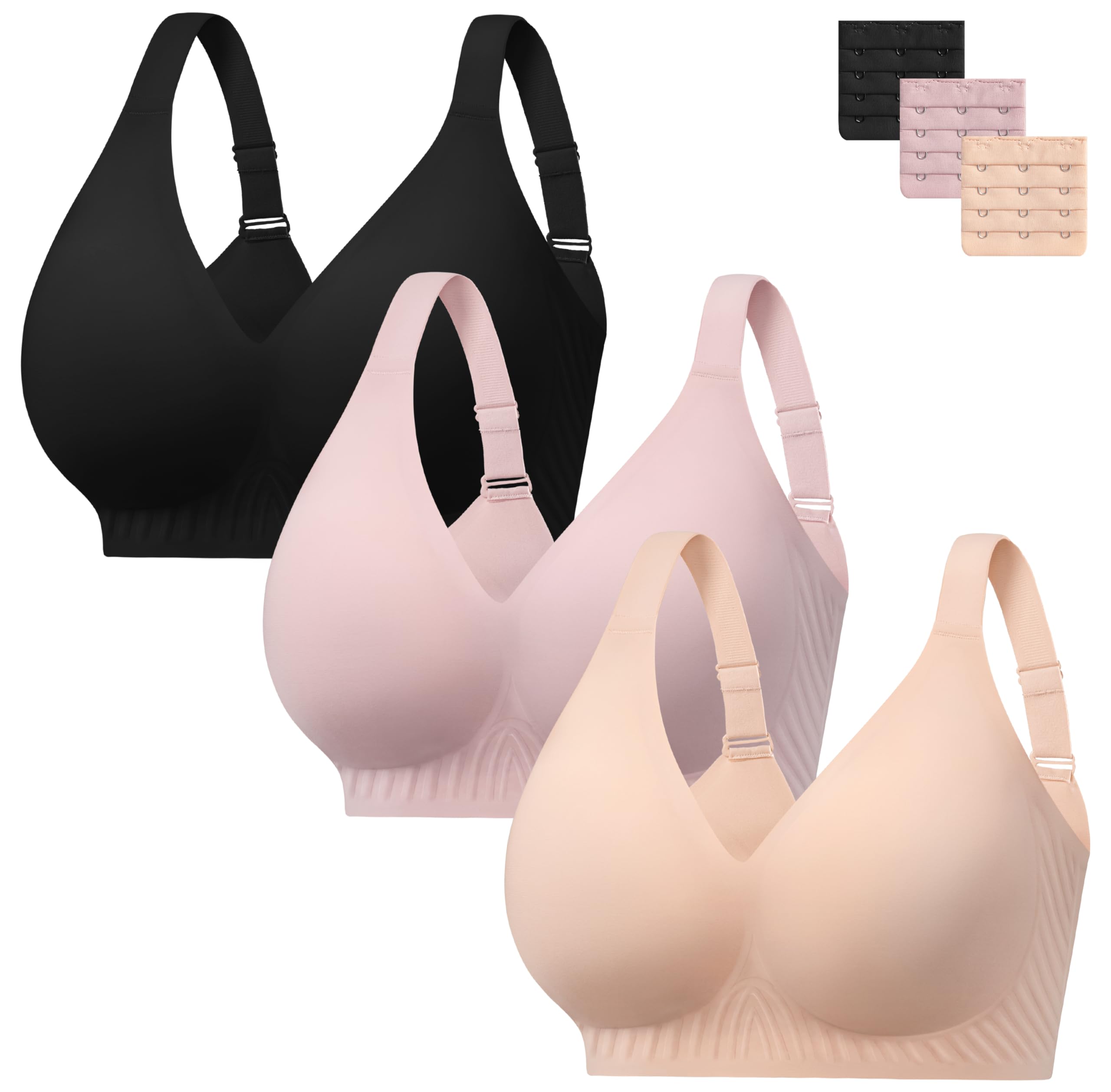 Push Up Bras for Women Plus Size Wireless Full Coverage Bra for Large Breast, Seamless Everyday Bralette 32D-44D