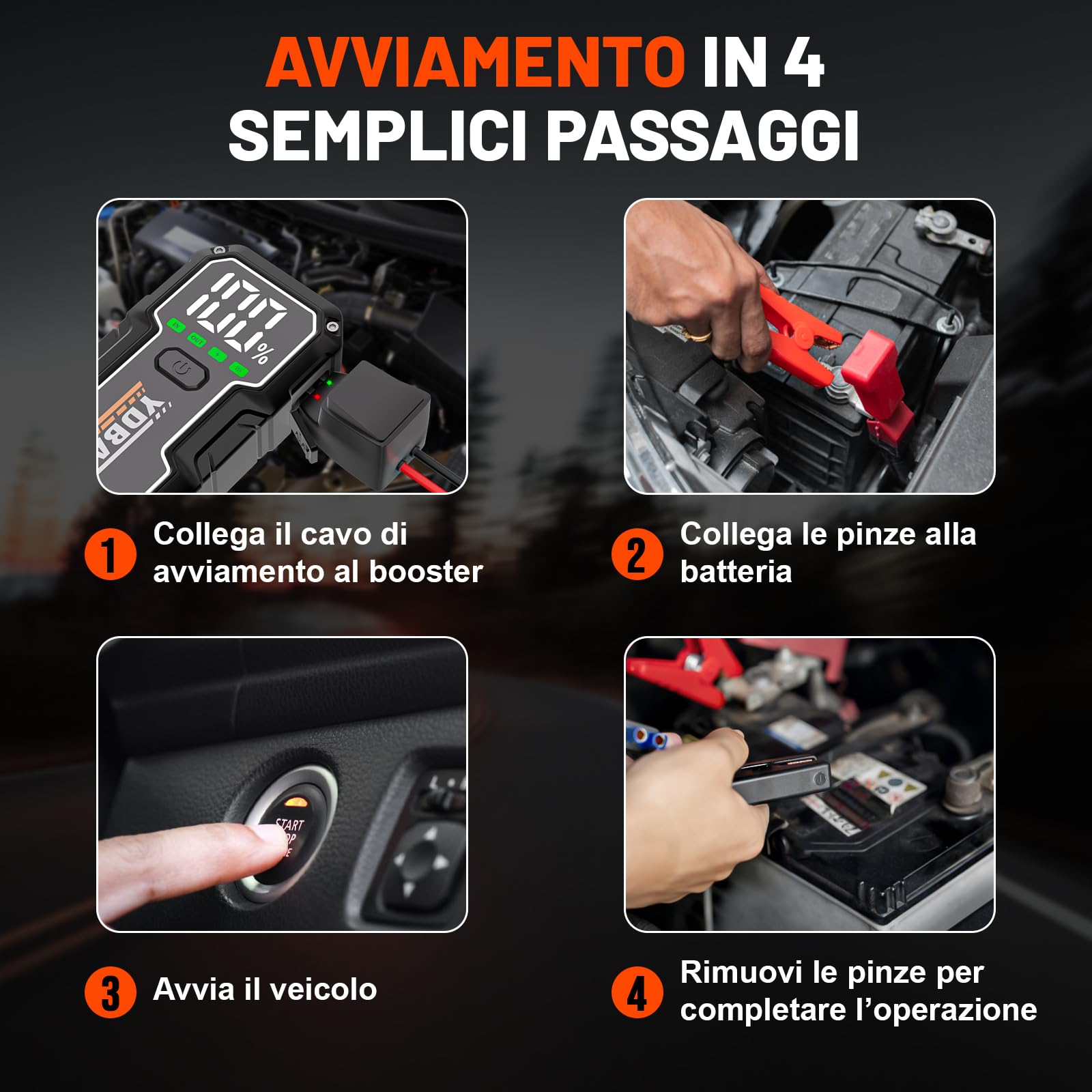 YDBAO Avviatore Batteria Auto 8000A Avviatore di Emergenza per Auto/Moto (Fino e 10.0L Diesel) 12V Booster Avviamento con Display LCD Jump Starter con Torcia a LED per Auto, Moto, Camion