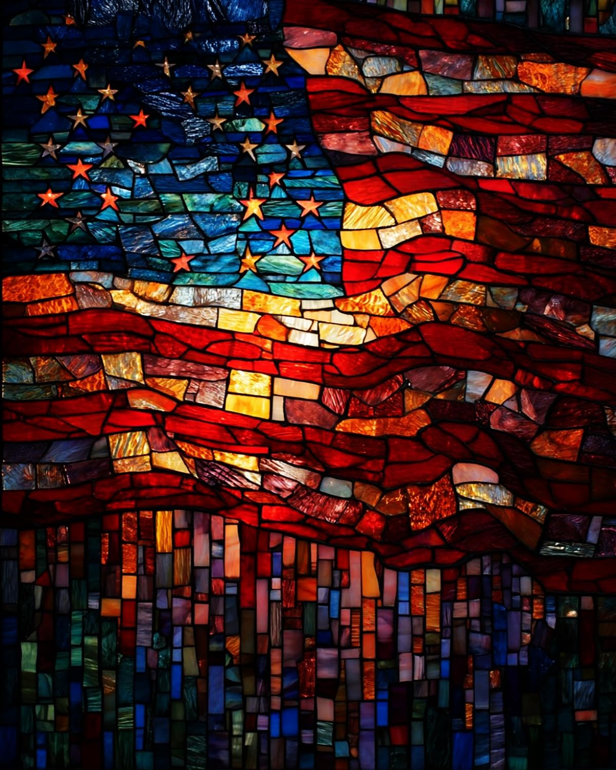 Liubaishi Multicolour Paint By Numbers For Adults, Stars And Stripes Flag, 16X20 Inch Canvas With Acrylic Paints And Brushes