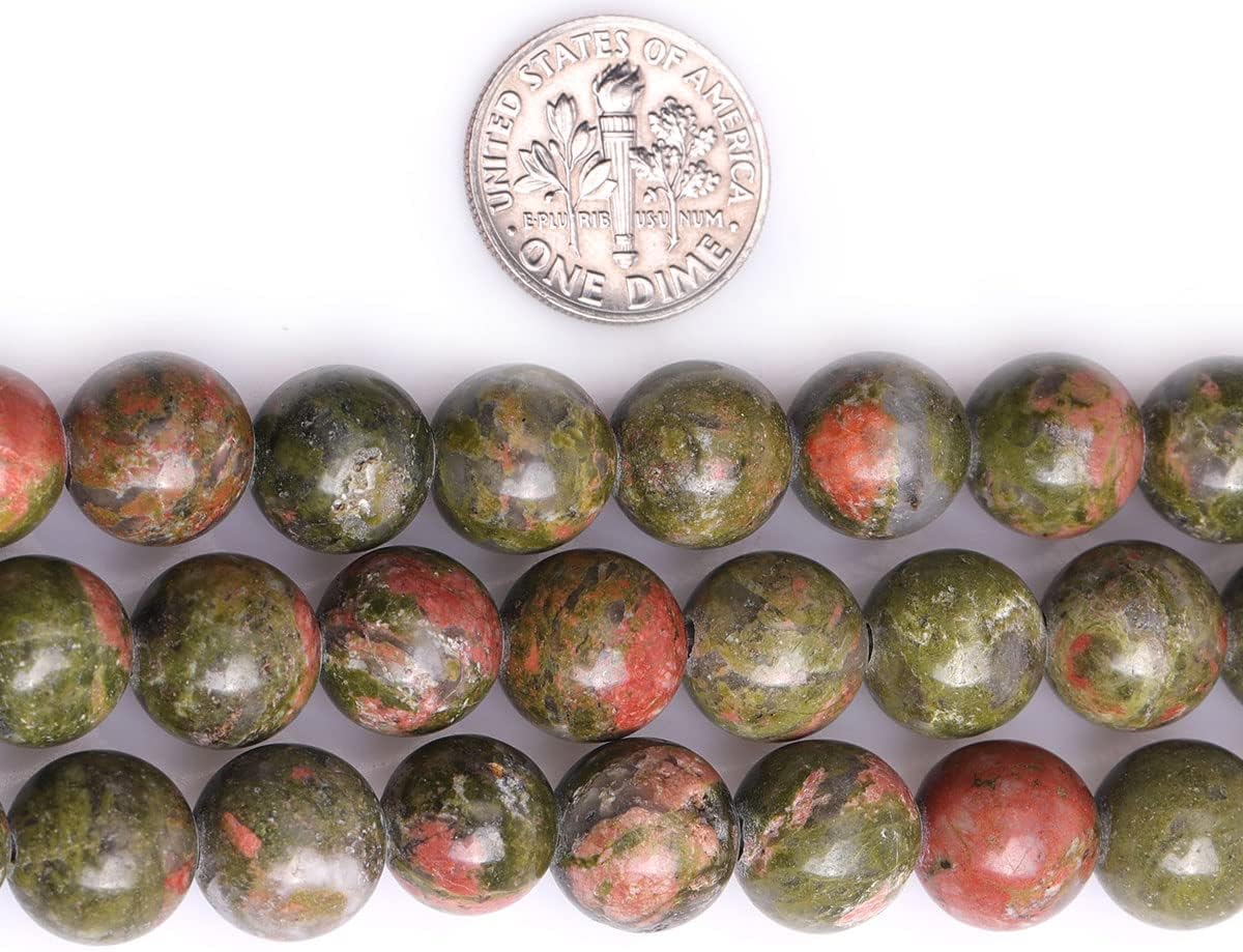 Gem-Inside 2mm Big Hole 10mm Natural Green Unakite Jasper Round Beads for Jewelry Making Strand 15" Beaded Energy Stone DIY Handmade Craft Supplies image 2