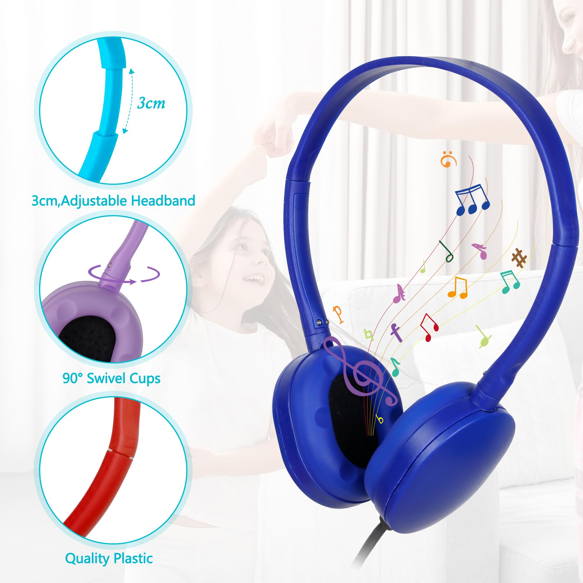 100 Pack Bulk Classroom Headphones Wholesale Earphones for Students - Dettaglio