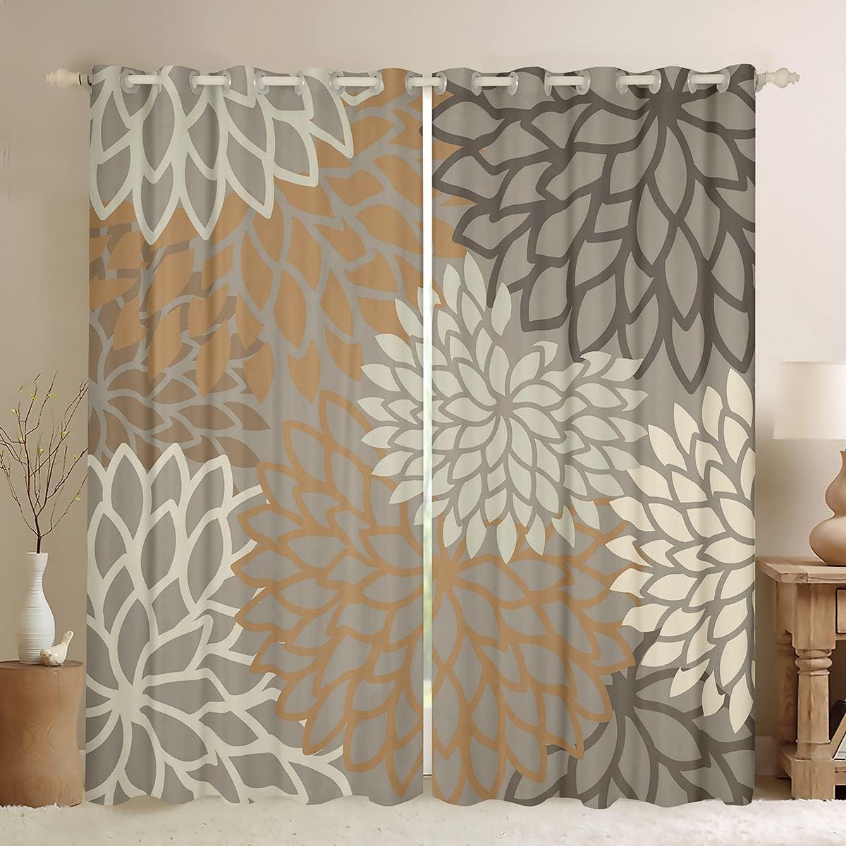 Aztec Dahlia Blackout Curtains for Adult Women Girls, Mexican National Flower