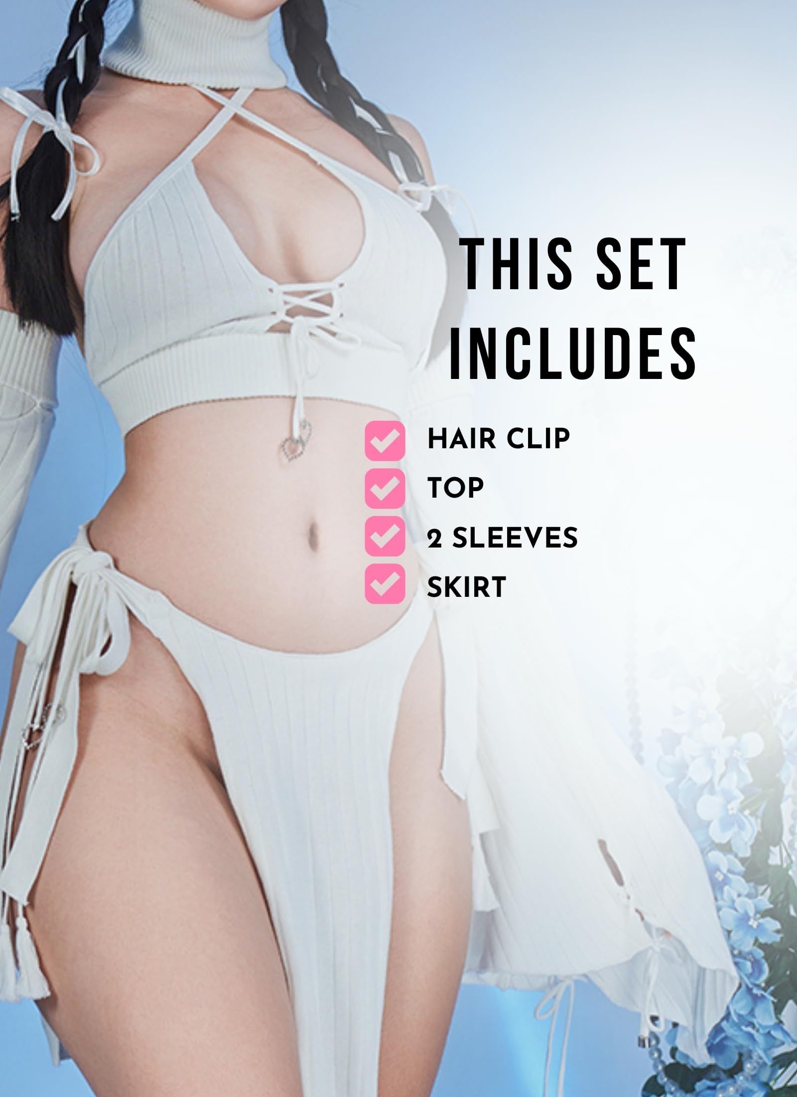 MOEFLAVOR Winter Fox Cosplay Lingerie Set - Cosplay Costumes for Women - Kawaii-Anime Outfits - Reg and Plus