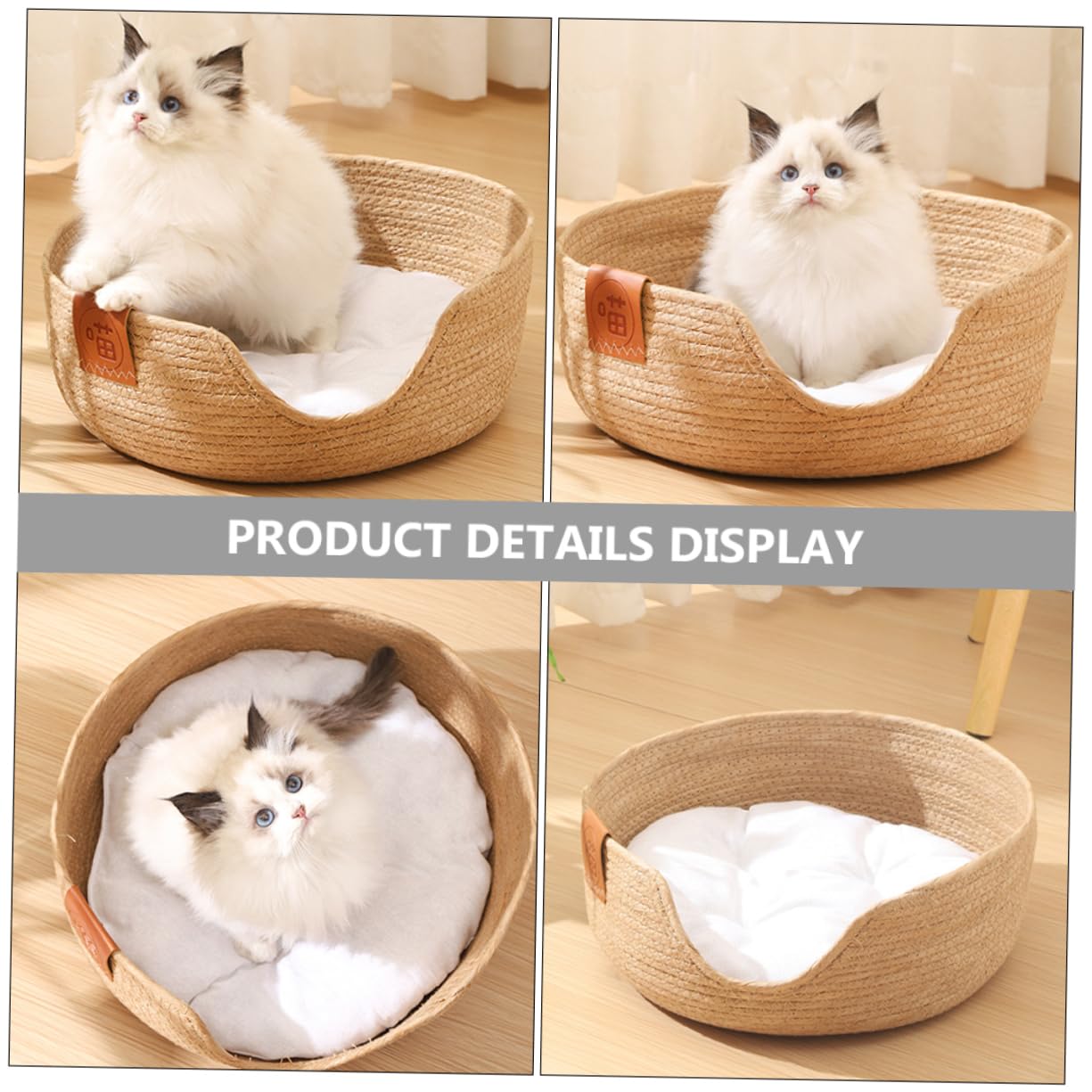 Letto Per Gatti In Rattano - Nido Morbido, Intrecciato, 34x34 Cm, Beige, Per Estate - Foto 7