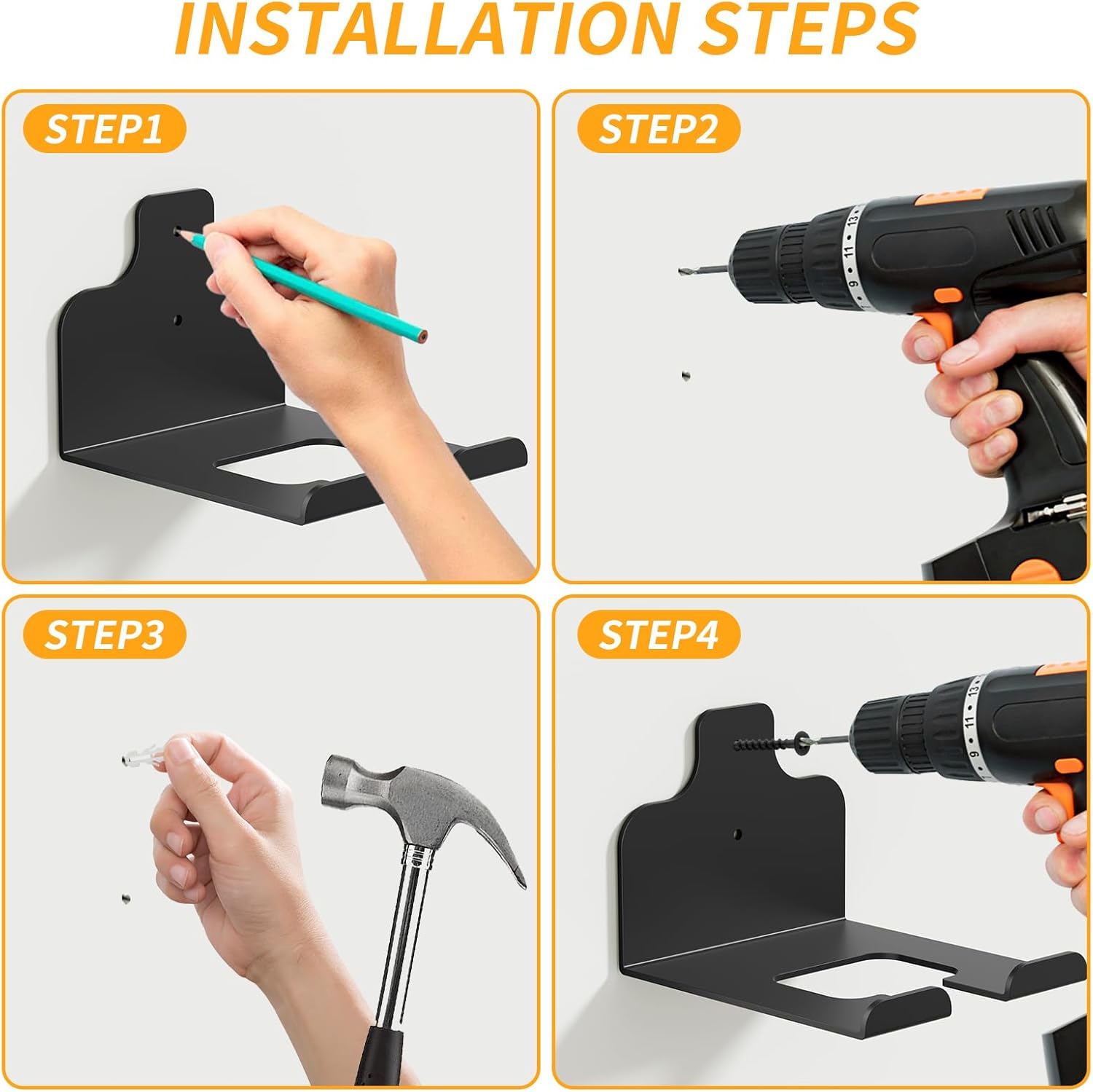Garage Organizer Trimmer Rack Weed Eater Hanger, Heavy Duty Wall Mount Tool Holder for Garden Tools, Garage Wall Storage, 1 Pack