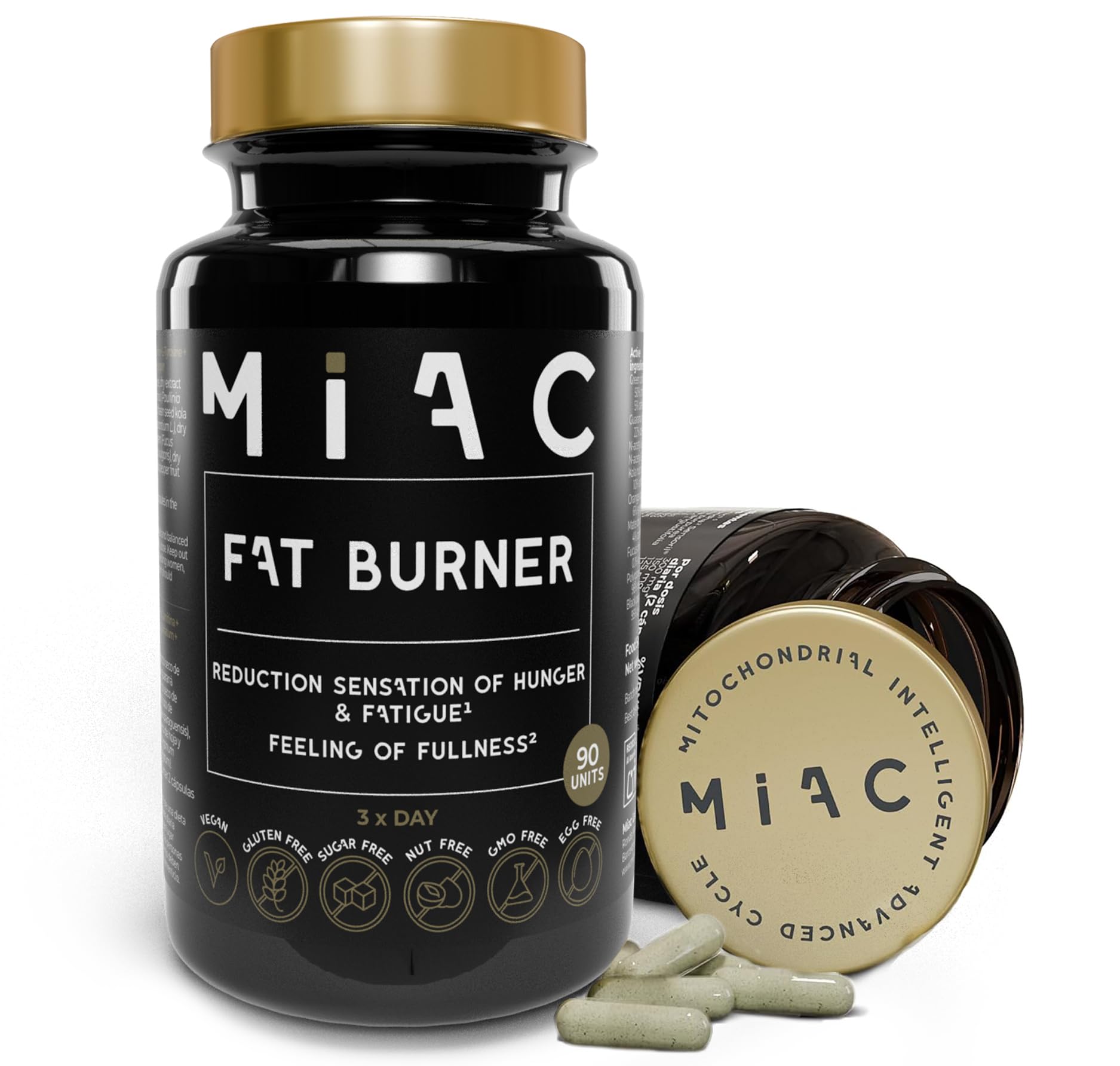 efecto de la l carnitina MIAC L Carnitina | QuemaGrasas | 90 Cápsulas | L-Carnitina Efecto Saciante  con Guaraná y Extracto de Café Verde
