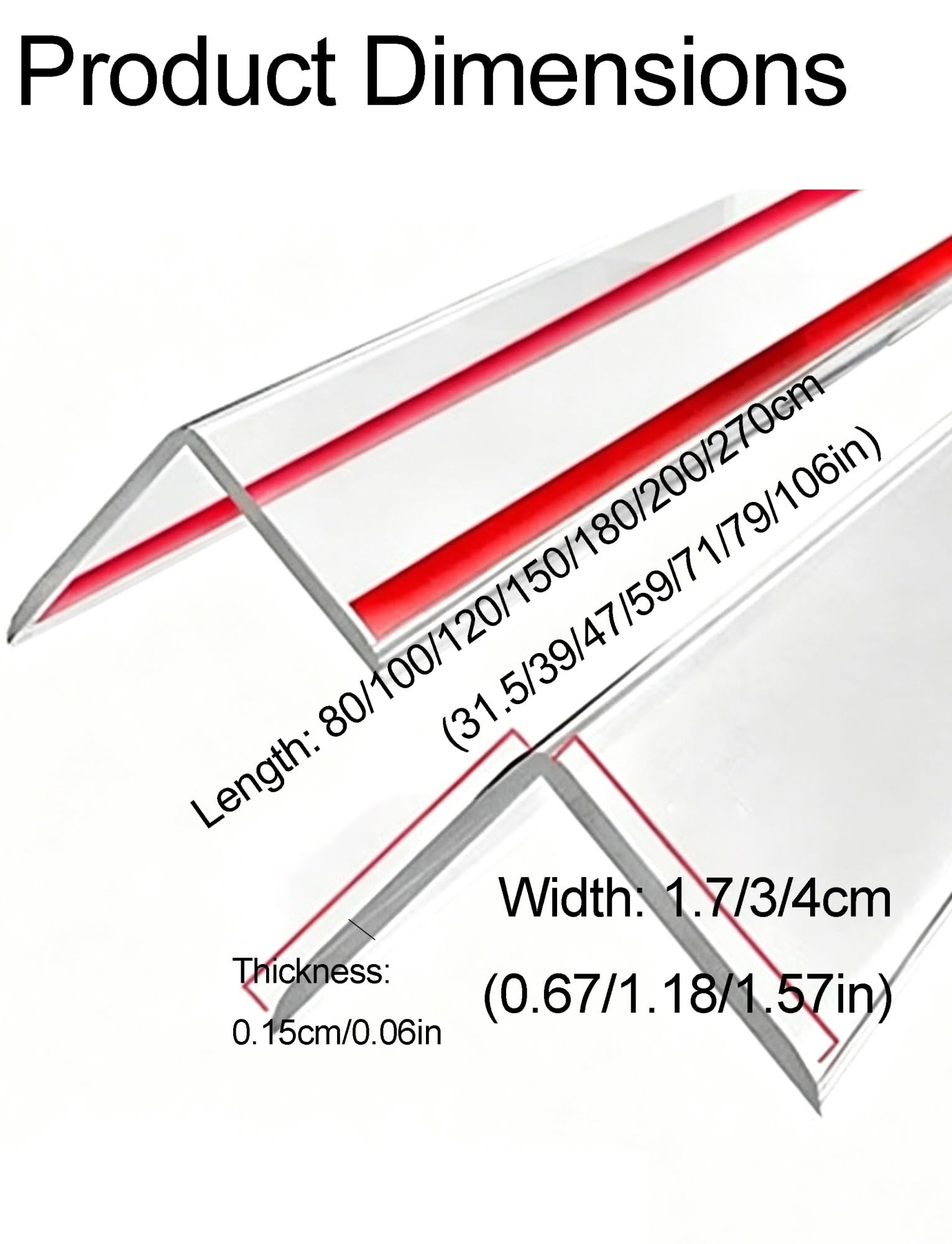 Protectores de esquinas en forma de L, Protector de borde esquina PC flexible autoadhesivo, protector pared transparente, varios tamaños(4x270cm)