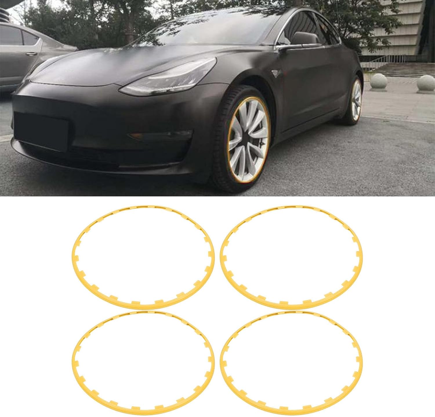 KIMISS Car Wheel Rim Protectors Guard, 4PCS 20in Wheel Rim Protection Ring Wheel Edges Trim Tire Decoration Accessories For Tesla Model Y Wheel Rim Protector (Yellow), KIMISSG819GBPE23-13