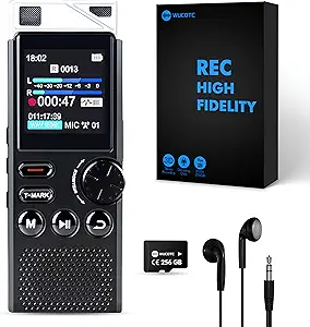 Professional 264GB Digital Voice Recorder - Voice Activated, HD Stereo, 18000 Hours Recording, MP3 Player, Password Protection, Variable Speed