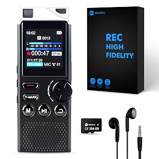 Professional 264GB WUCOTC Digital Voice Recorder - Voice Activated Recorder for Lectures Meetings - 18000 Hours Recording Device with Playback, MP3 Player, Password Protection, Variable Speed, Black - Amazon product rated Grade A