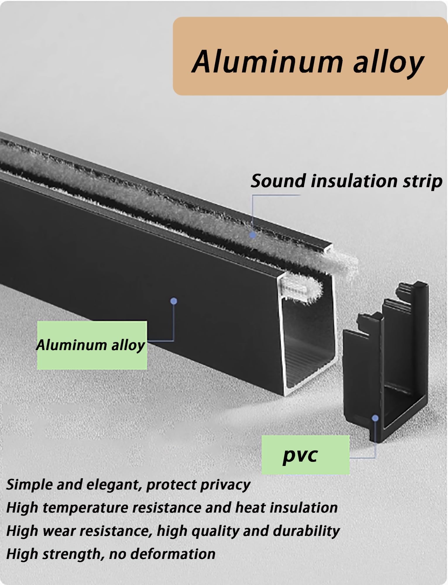 Listwy blokujące światło ze stopu aluminium, 240 cm, czarne, 240 cm, blokujące szczeliny okienne do Roller Bli, skuteczna uszczelka świetlna do sypialni, szyn bocznych, redukcja hałasu, 2 szt