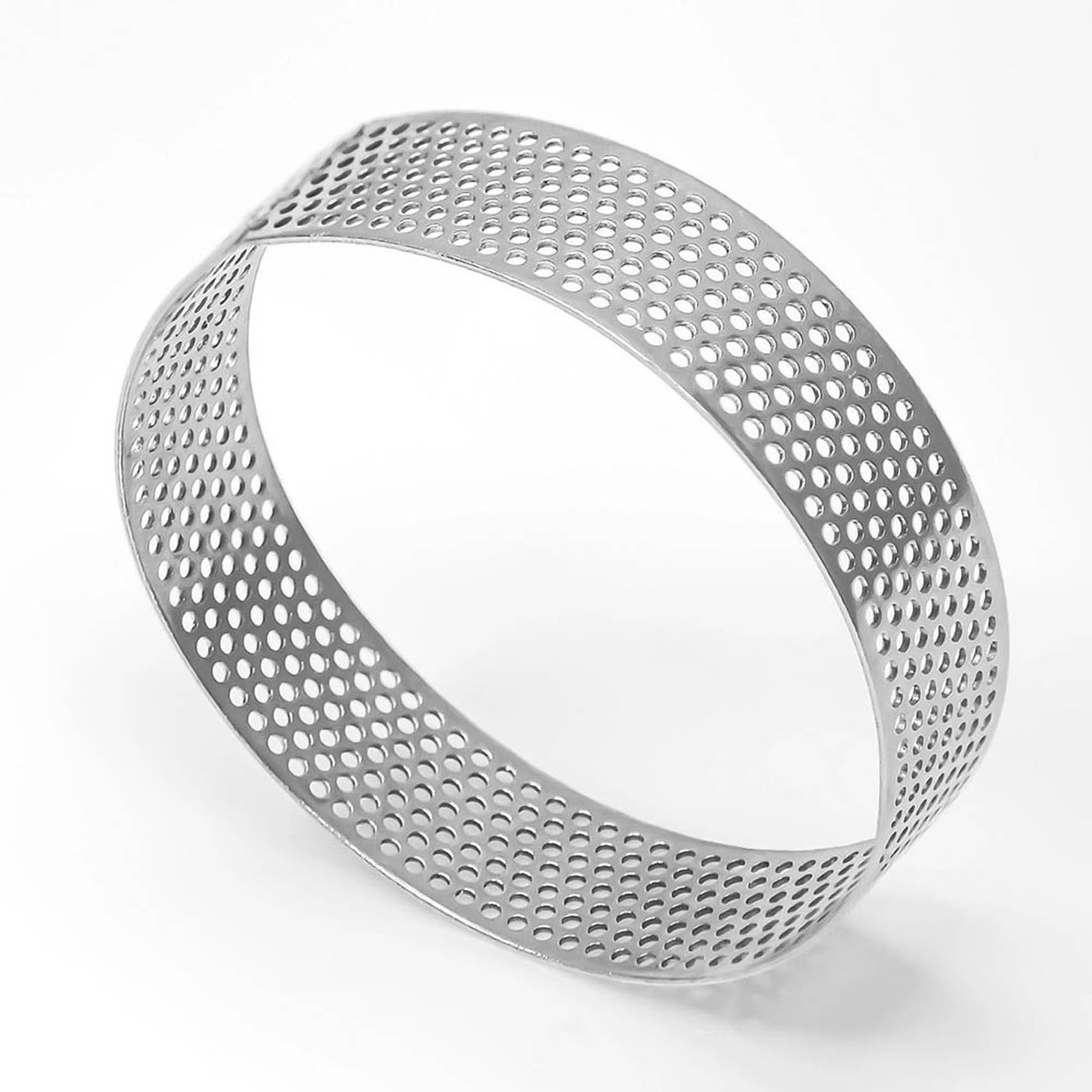 Lot de 45 anneaux à tarte ronds en acier inoxydable perforés à chaud