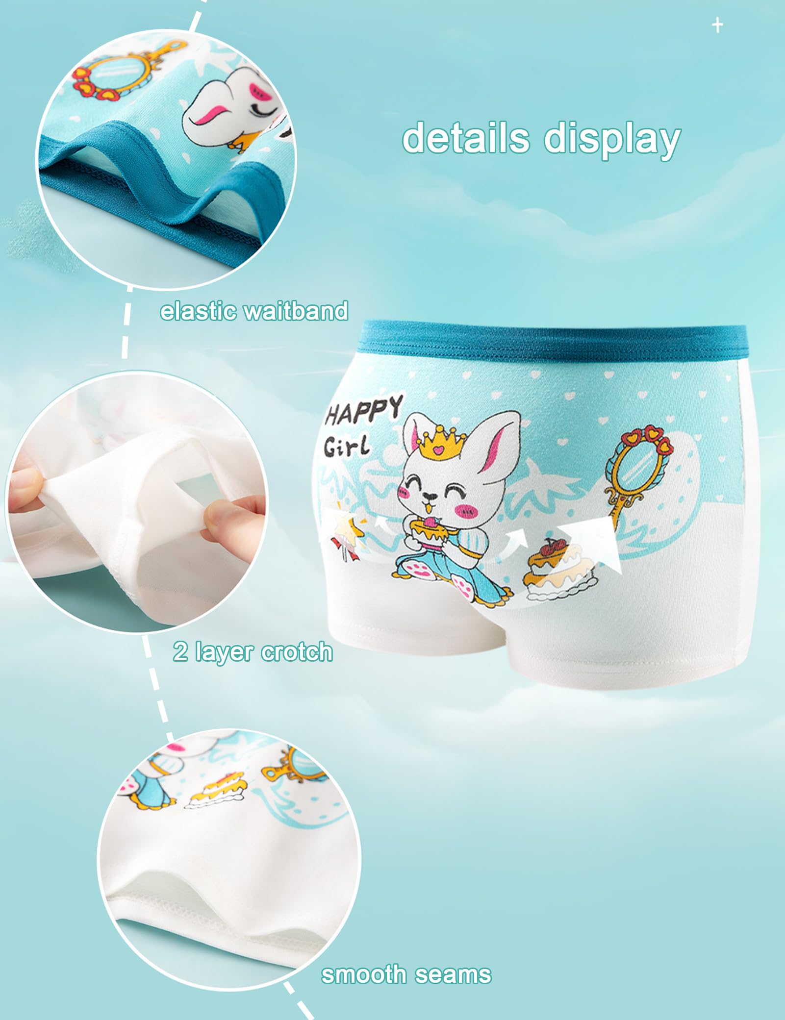 Kiench Lote de 12 Boxer Fille Coton Culotte Shorty Enfant