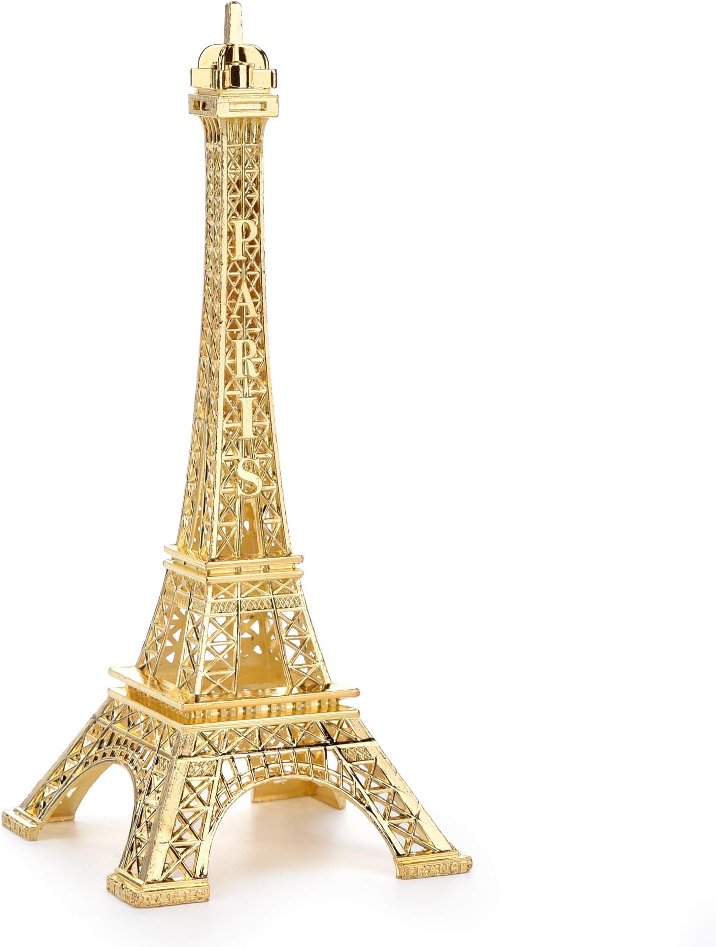 ESHATO Gold Metal Eiffel Tower Statue, 10inch Decorative Figurine Replica Stand Holder for Cake Topper Table Decor Gift Party Home Decoration