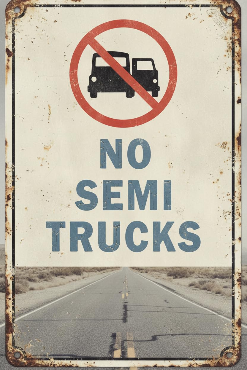 Wall Decor No Semi Trucks With Symbol Allowed Aluminum Metal Sign 8"x12" Vintage Signs Plates Printed