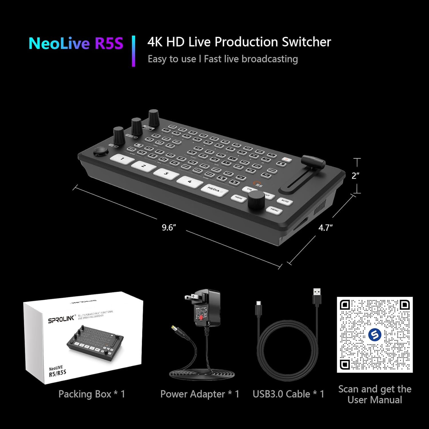 Video Switcher for Live Streaming Equipment Fully Upgraded Mutli-Functional, Dual HDMI Output, MV and PGM Support