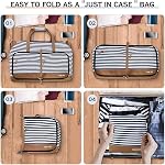 Lekesky Foldable Travel Duffle Bag for Women, 80L Large Duffel Bag with Shoes Compartment and Straps, Overnight Bag Carry On Weekender Bags for Women, Hospital, Overnight, Travel Bag (Blue Stripes)